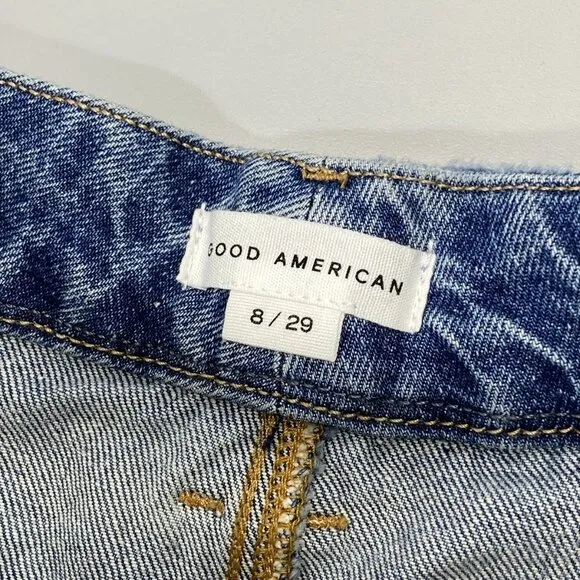 Good American Women's Jeans Blue Size 8 Good Skate High Rise Loose Leg Baggy