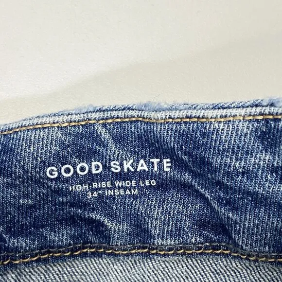 Good American Women's Jeans Blue Size 8 Good Skate High Rise Loose Leg Baggy