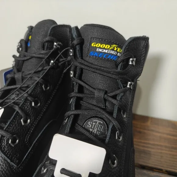 Goodyear Sketchers Men's Work Boots Black Steel Toe Size 13 NEW
