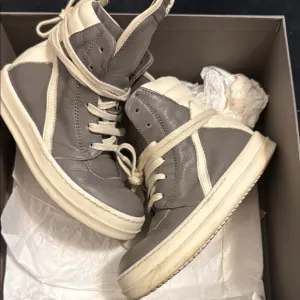 Gray and Cream High-Top Sneakers