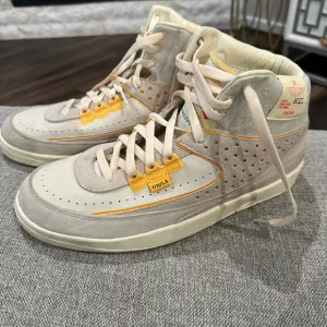 Gray and Yellow High-Top Sneakers