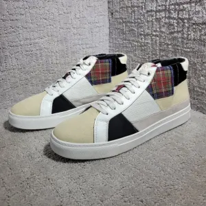 Greats Brooklyn Royale High Patchwork Men's 10.5 White Plaid High Top Sneakers