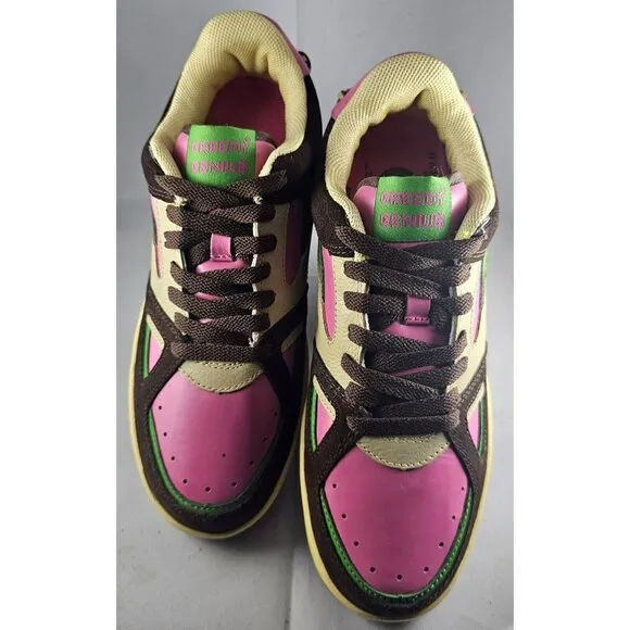 Greedy Genius Rare Phantom Men's Size 8.5 Sneakers Pink/Brown Suede/Green/Tan