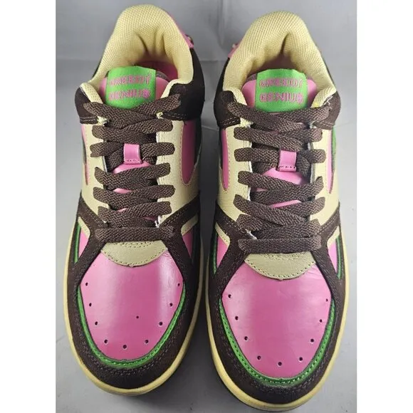 Greedy Genius Rare Phantom Men's Size 8.5 Sneakers Pink/Brown Suede/Green/Tan