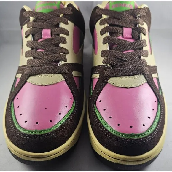 Greedy Genius Rare Phantom Men's Size 8.5 Sneakers Pink/Brown Suede/Green/Tan