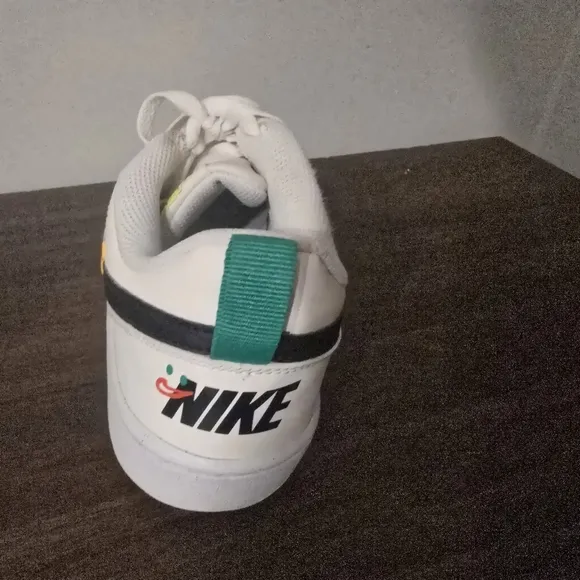 Green and White Sneakers with Perforated Leather Design