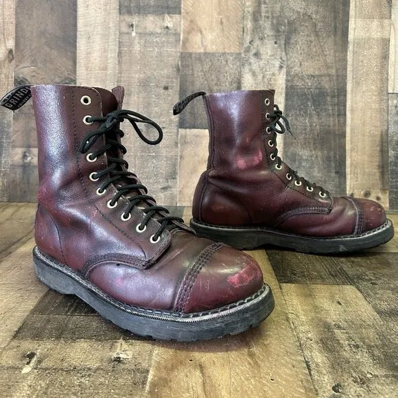 Grinders Stag Vintage 10-Eyelet Steel Toe Made England Boots Mens UK 10 US 11