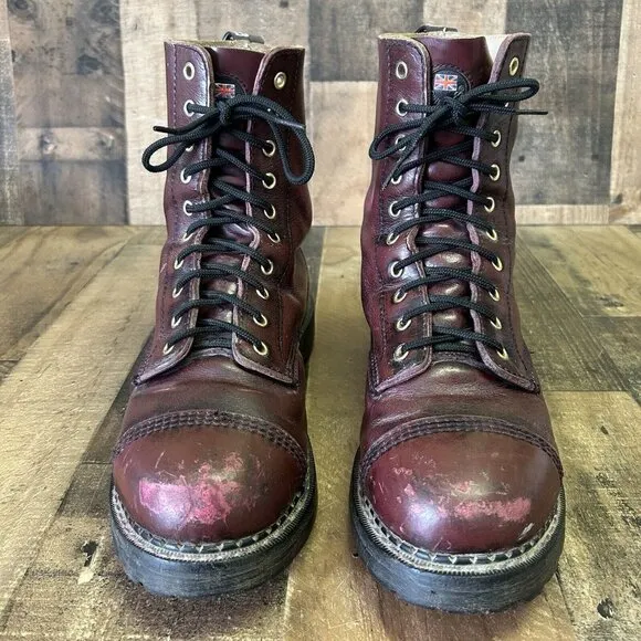 Grinders Stag Vintage 10-Eyelet Steel Toe Made England Boots Mens UK 10 US 11