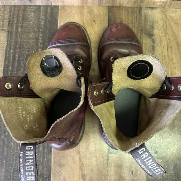 Grinders Stag Vintage 10-Eyelet Steel Toe Made England Boots Mens UK 10 US 11