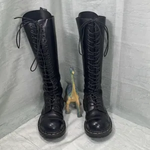 Gripfast 20 Eyelet Steel Toe Capped Black Leather 90s Boots | EU 36 | W 5.5/6