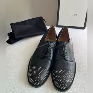 Gucci 36 Micro Studs Leather Oxford Lace Up Shoes