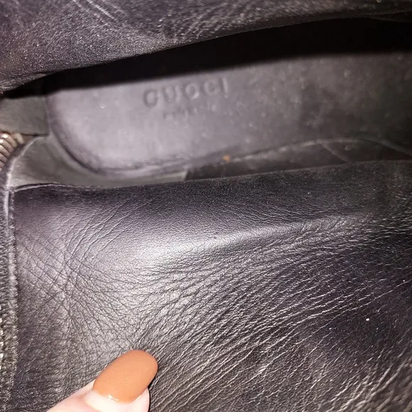 Gucci Black Leather Biker Moto Ankle Boots  Size 37.5
