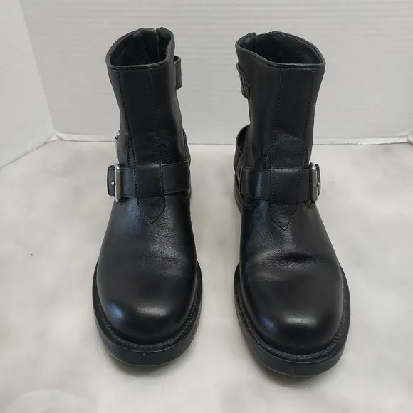 Gucci Black Leather Biker Moto Ankle Boots  Size 37.5