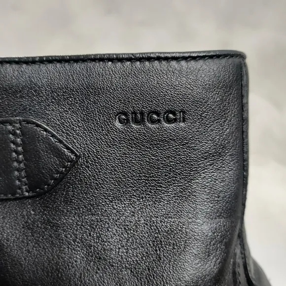 Gucci Black Leather Biker Moto Ankle Boots  Size 37.5