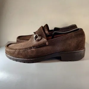 Gucci Classic Horsebit Suede Lug Sole Loafer Size 9 US 9.5 Brown