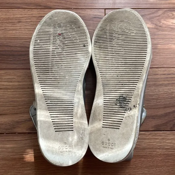 Gucci “Coda” GG Guccisima silver leather high tops, size 9.5 US