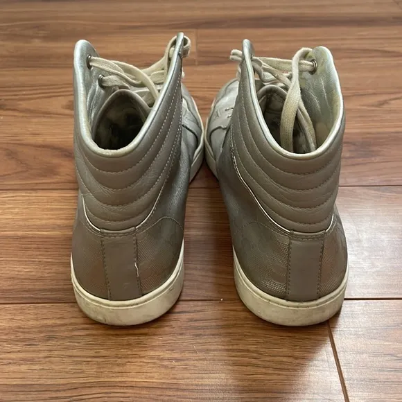 Gucci “Coda” GG Guccisima silver leather high tops, size 9.5 US