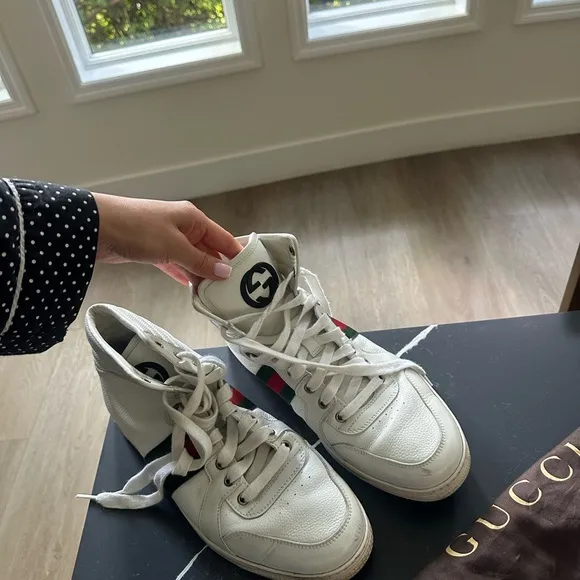 Gucci White High-Top Sneakers 8.5