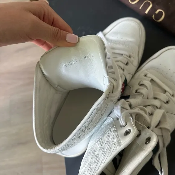 Gucci White High-Top Sneakers 8.5