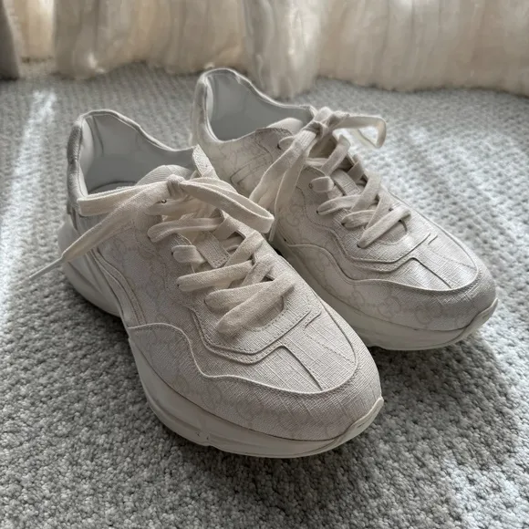 GUCCI Women's GG Rhyton Sneaker in White 8.5 US