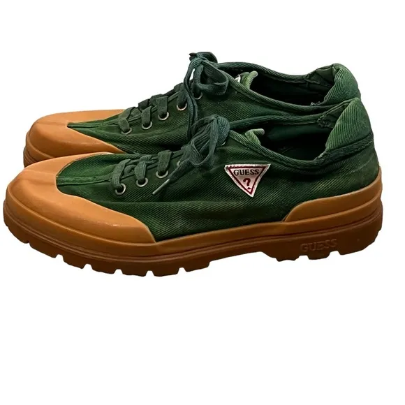 Guess | Vintage 1994 green canvas creepers chunky sneakers men’s size 10