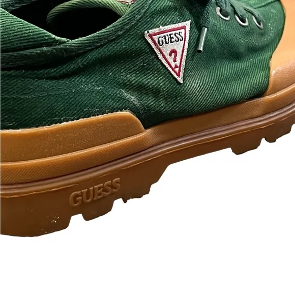 Guess | Vintage 1994 green canvas creepers chunky sneakers men’s size 10