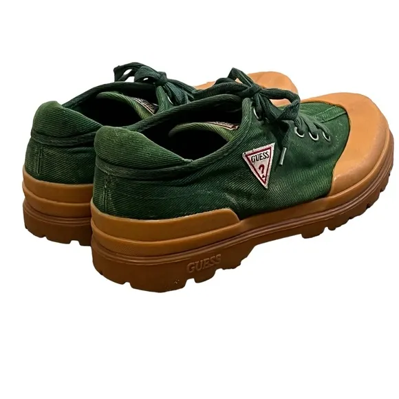 Guess | Vintage 1994 green canvas creepers chunky sneakers men’s size 10
