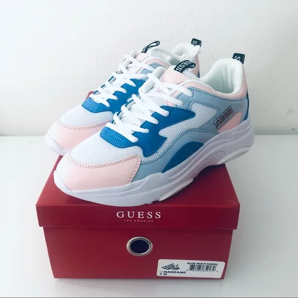 GUESS WOMEN PINK BLUE WHITE CHUNKY SNEAKERS.SIZE 7