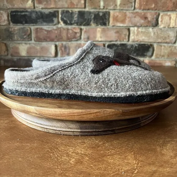 HAFLINGER Slippers Wool Doggy Dachsund Puppy Dog Shoes Men's 10 Women's 11