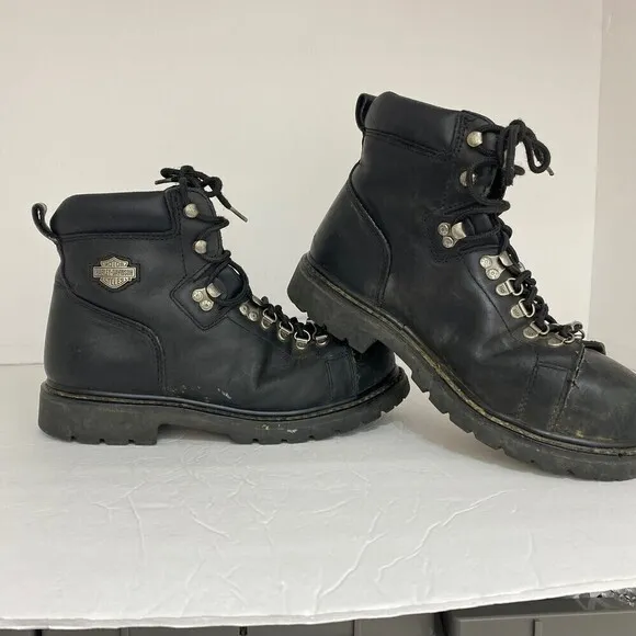 Harley Davidson Boots Womens 10 Motorcycle Booties Black Low Heel