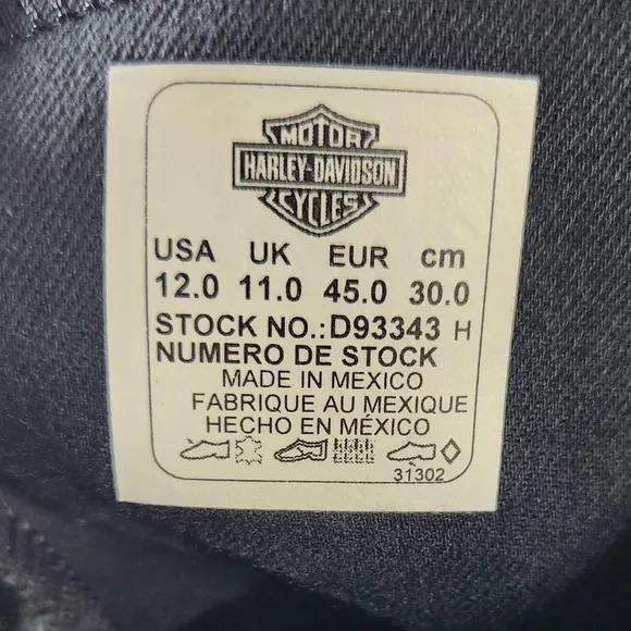 Harley Davidson‎ Men's Black High Top Sneakers Size 12