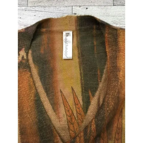 Heathmoor Cardigan Sweater Womens S/M Southwestern Native Boho Artsy Wood button