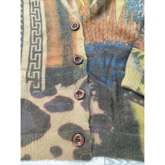 Heathmoor Cardigan Sweater Womens S/M Southwestern Native Boho Artsy Wood button