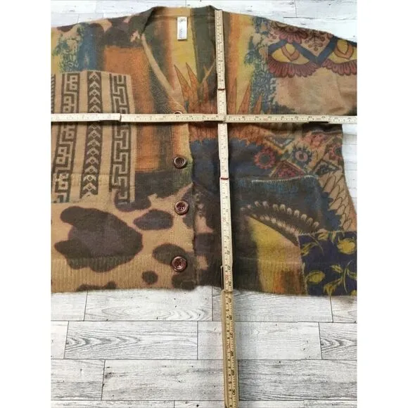 Heathmoor Cardigan Sweater Womens S/M Southwestern Native Boho Artsy Wood button