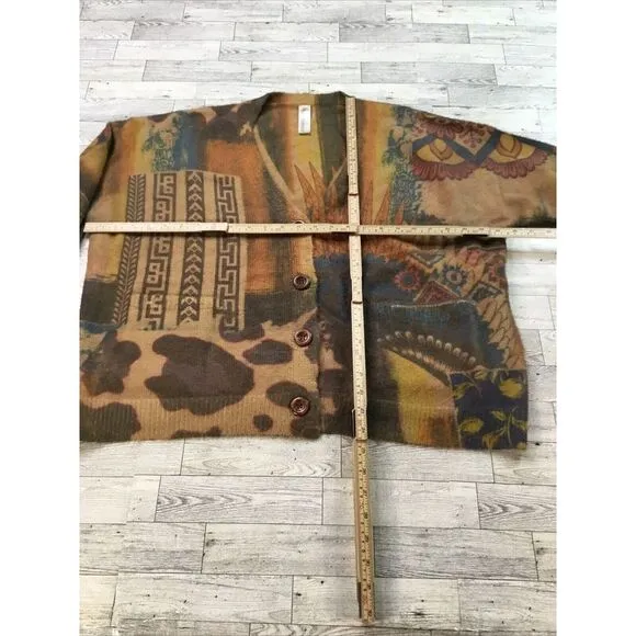 Heathmoor Cardigan Sweater Womens S/M Southwestern Native Boho Artsy Wood button