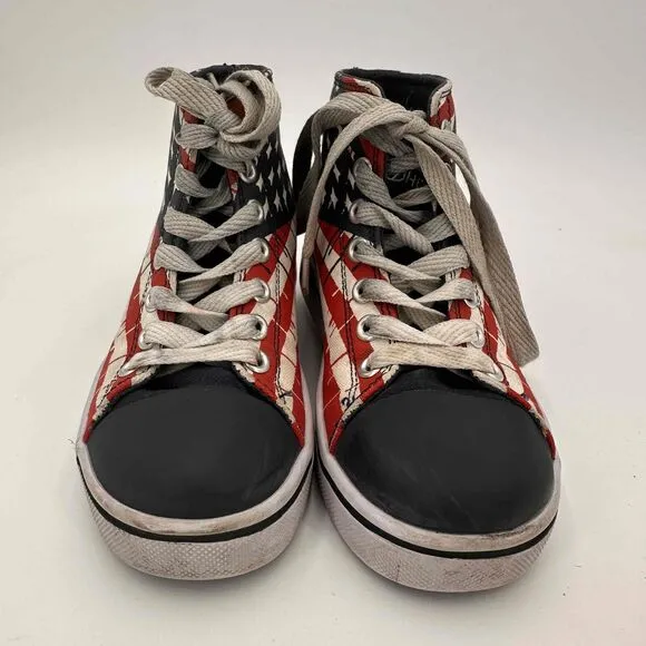 Heelys Red White &amp; Blue Patriotic Skate Sneakers American Flag Print Size USA 1