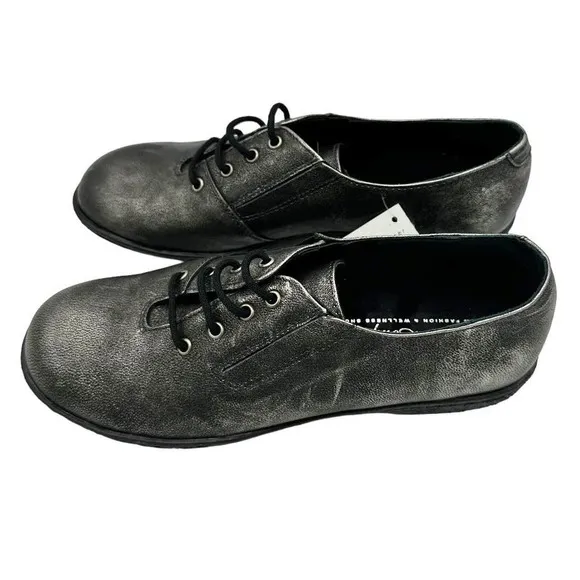 HELLE COMFORT WELLNESS PEWTER OXFORD COMFORT SHOES SIZE 6.5