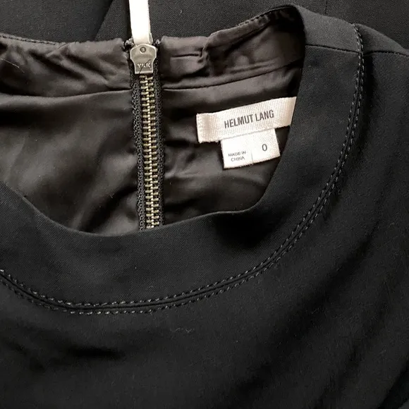 HELMUT LANG | Layered Ruched Side Fitted Short Sleeve Mini Black Dress Size 0