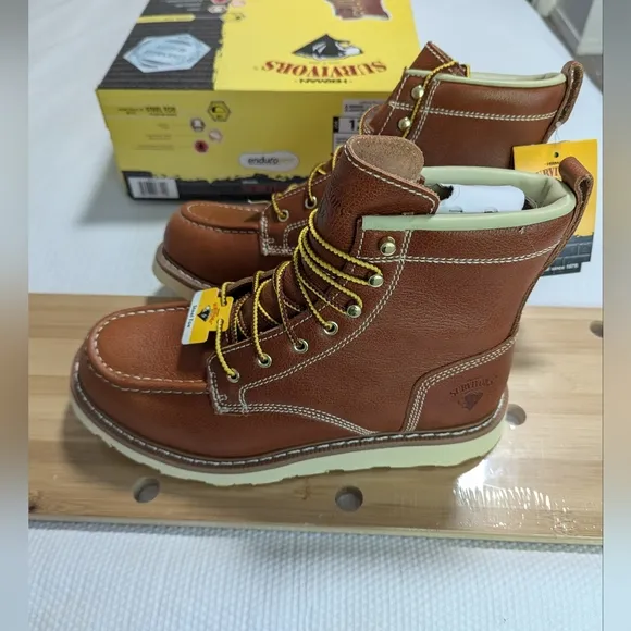 Herman Survivors Oakridge Tobacco Brown Steel-Toe Work Boots - Men’s Size 12