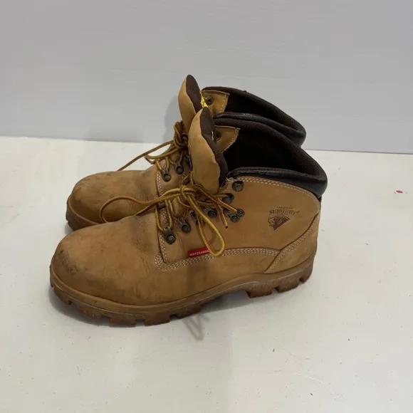 Herman Survivors waterproof Work Boots Steel Toe -size mens 9.5 tan