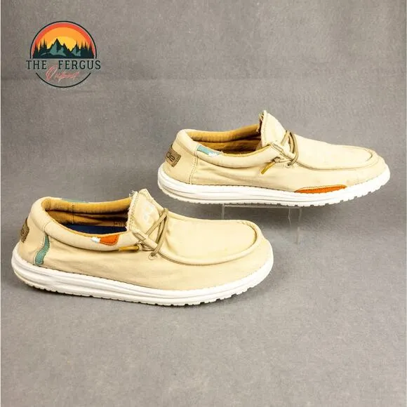 Hey Dude Wally Stretch Casual Sneaker Shoes Tan Brown Men's Size 12