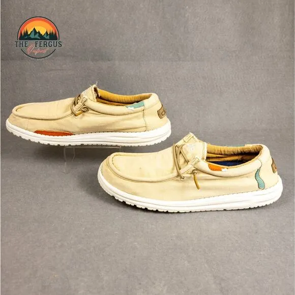Hey Dude Wally Stretch Casual Sneaker Shoes Tan Brown Men's Size 12