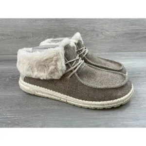 Hey Dude Wendy Fold 12177 Women's US 11 Gray Fabric Upper Stitch Cozy Ankle Boot