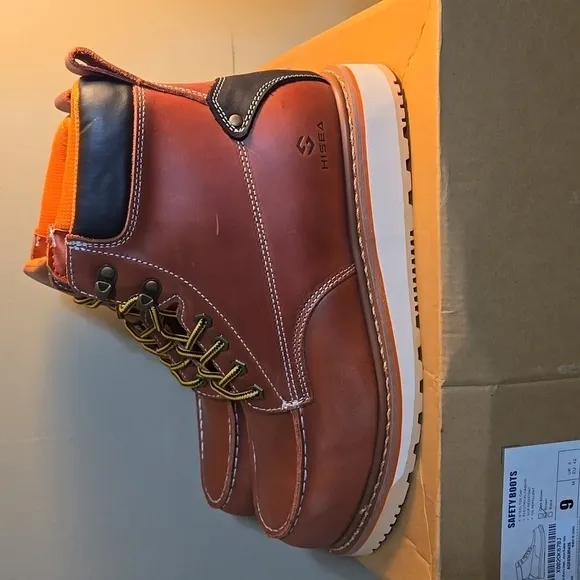 HISEA Men's Steel Toe Cap Boots Size 9M NWT