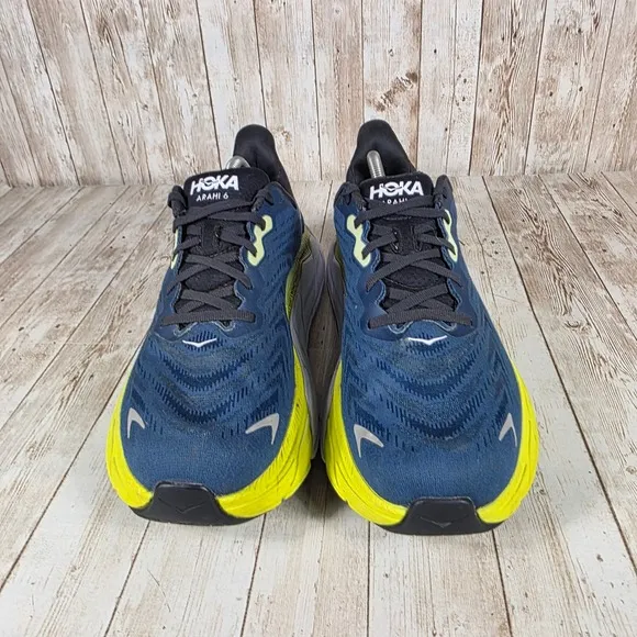 Hoka Arahi 6 Running Shoes Stability Athletic Blue Yellow Mens 10.5