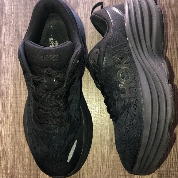 Hoka Black Athletic Shoes with Cushioned Midsole