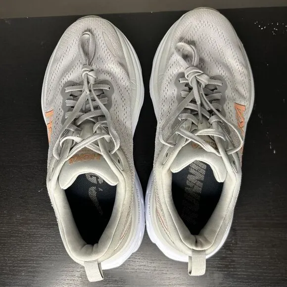 Hoka One One Bondi 8 Running Shoes Women Size 8 Harbor Mist/Lunar Rock Gray