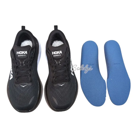 HOKA ONE ONE Bondi 8 Womens 9.5B Black White BWHT Run Walking Comfort Sneaker