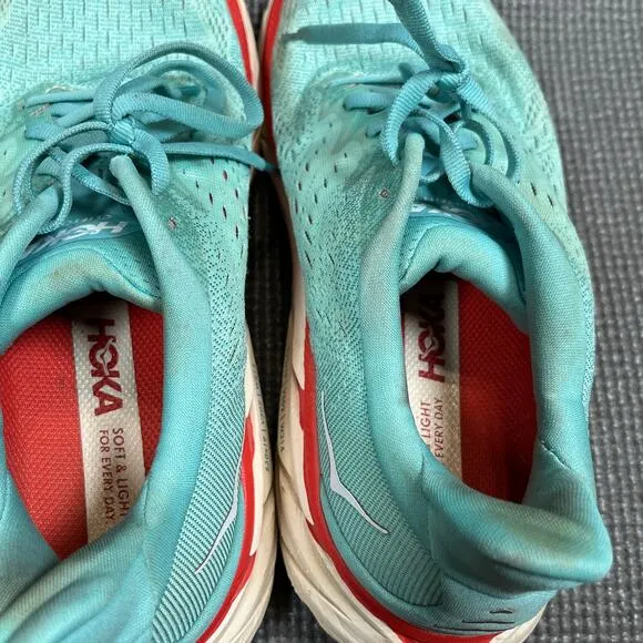 Hoka One‎ One Clifton 8 Athletic Shoes Womens Size 8B Blue Running Comfort Light
