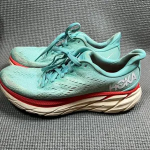 Hoka One‎ One Clifton 8 Athletic Shoes Womens Size 8B Blue Running Comfort Light